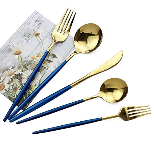 Blue Gold Silverware Set (6 Count)