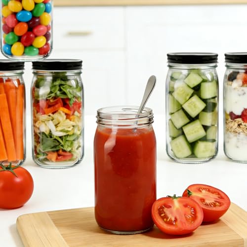 32 OZ Glass Jars with Lids Set of 12 (32 Ounce)