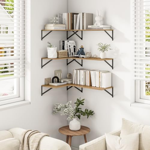 24W x 12D Deep Floating Shelves Set of 3 Oak (3 Count)