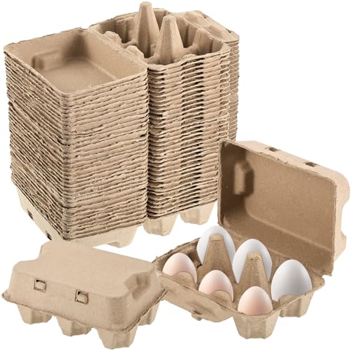36 Pcs Jumbo Duck Egg Cartons Paper Goose Egg Cartons for Normal Size Geese Blank Natural Pulp Jumbo Eggs Container Holder Reusable for Six Duck Goose Hen Eggs (36 Count)