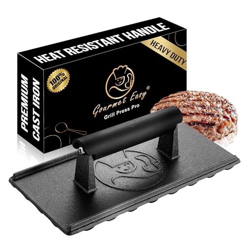 3lbs Cast Iron BBQ Grill Press with Heat Resistant Handle