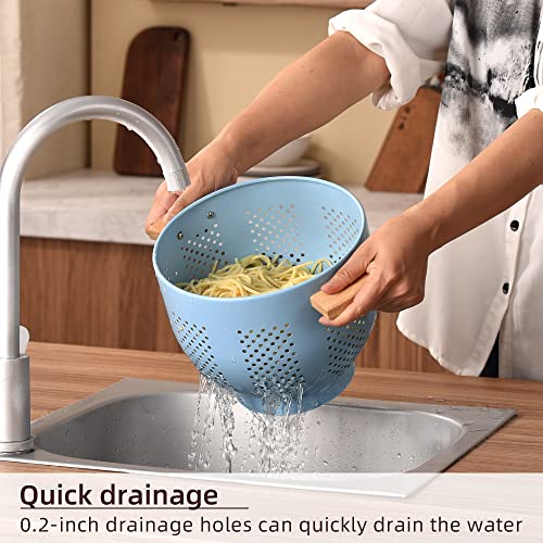 Metal Colander with Wood Handle and Stable Base