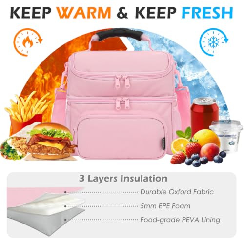 Double Layer Cooler Insulated Lunch Bag Adult Lunch Box Large Tote Bag for Men