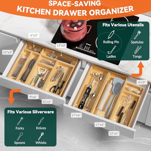 Bamboo Kitchen Drawer Organizer (2 Count)