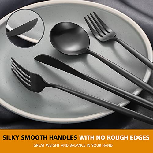Matte Black Silverware Set (4 Count)