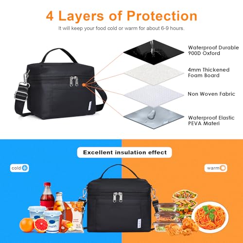 NOL Small Insulated Lunch Bags for Women Cooler Bag Lightweight Nylon Waterproof Lunch Box For Work