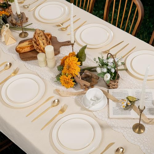 60 PCS Ivory Plastic Plates (60 Count)
