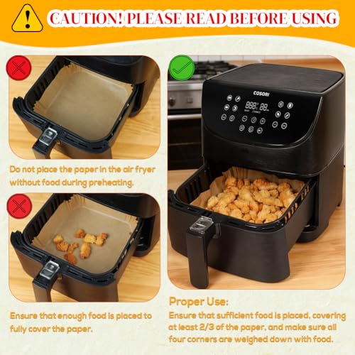 Disposable Square Air Fryer Liners for 5 to 8Qt Airfryer (100 Count)