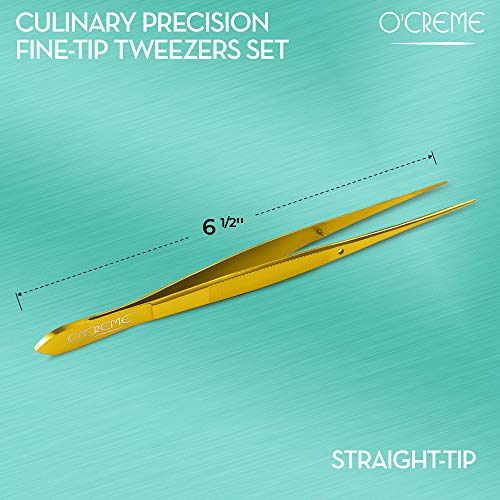 Stainless Steel Precision Kitchen Tweezer Tongs 6.25" with Fine Tip