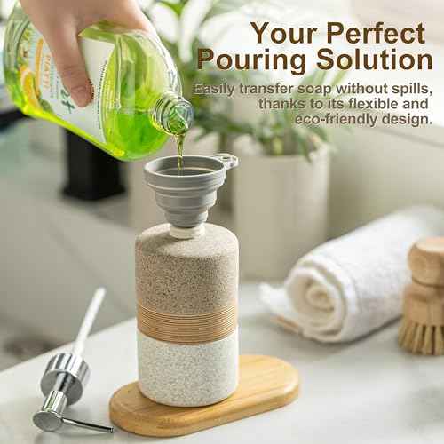 Ceramic Kitchen Dish Soap Dispenser Set with Stainless Steel Pump