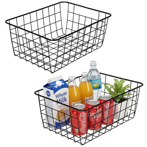 Wire Baskets with Handles Wire Storage Organizer Bin Baskets (2 Count)