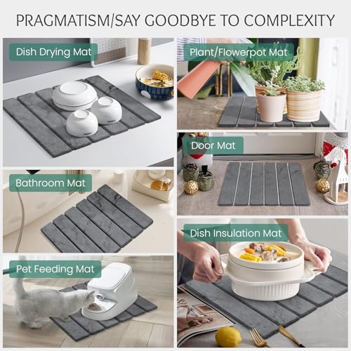 Stone Dish Drying Mat Collapsible Diatomaceous Earth Absorbent Mat Quick Dish Drying Pad Dish Rack Pad Match Any Counter to Multiple Usage for Kitchen