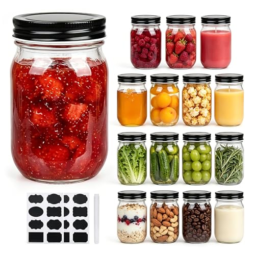 16 oz Glass Jars With Lids (15 Count)