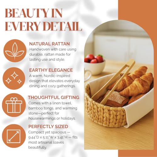 Bread Basket with Warmer & Tongs
