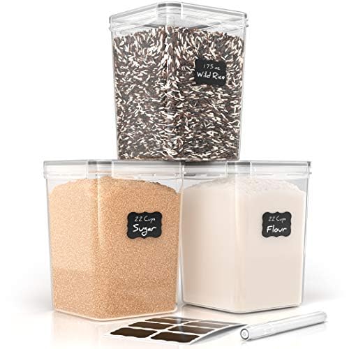 Airtight Flour and Sugar Containers with Lids (3 Count)