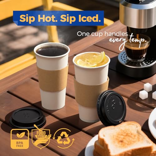 50 Pack 20 oz Disposable Coffee Cups with Lids (50 Count)