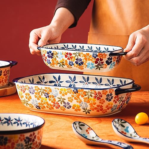 Retro pastoral style Ceramic Baking Dish Rectangular Bakeware Set Baking Pan