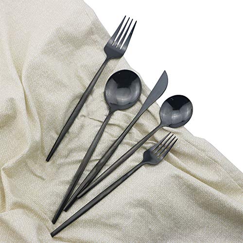 Shiny Black Silverware Set (6 Count)
