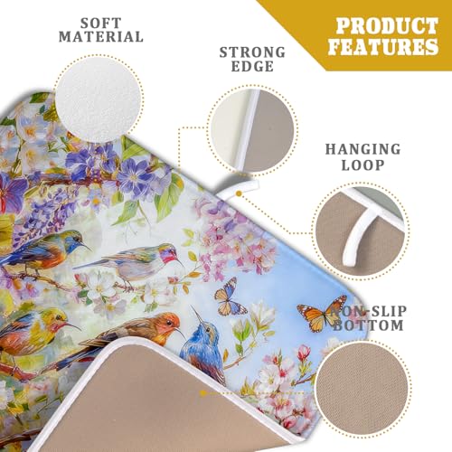 Spring Bird Dish Drying Mats for Kitchen Counter Floral Small Dish Drying Pad Season Decor