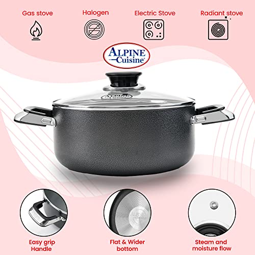 5 Quart Non stick Stock Pot with Tempered Glass Lid and Carrying Handles