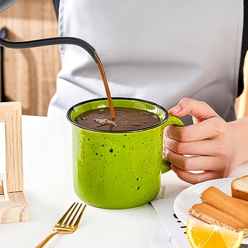 Set of 4 Large Ceramic Mugs with Handles (4 Count)