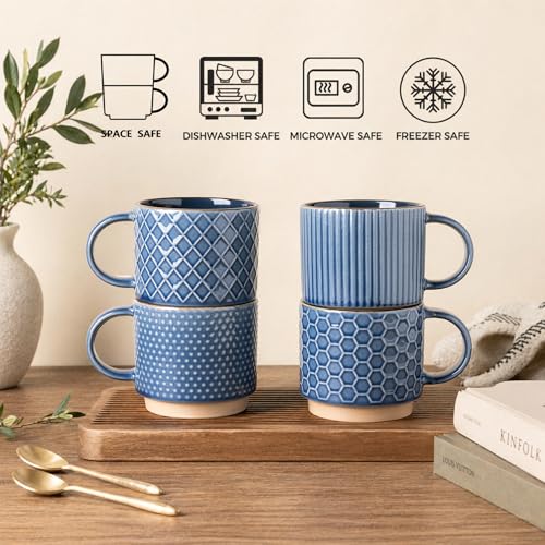 15 OZ Stackable Coffee Mugs Set of 4 (4 Count)
