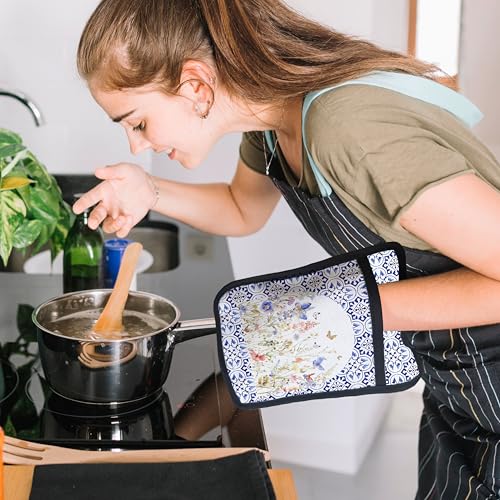 Colorful Wildflowers Floral Oven Mitts Set
