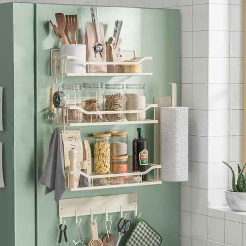 5 Pack Multifunctional Magnetic Shelves for Refrigerator Spice Rack & Washing Machine Organize (5 Count)