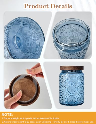 Glass Jars with Airtight Wood Lids (4 Count)