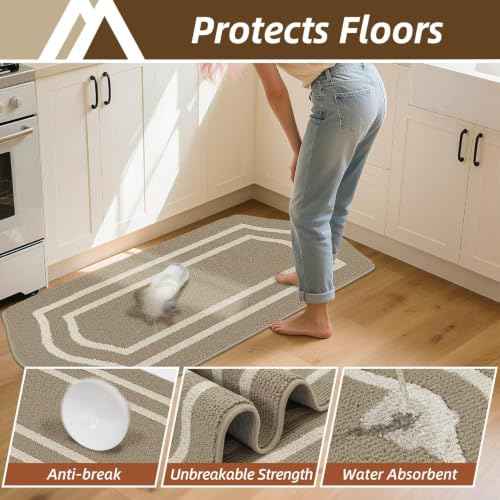 Kitchen Rugs Set of 2PCS Non Slip Kitchen Mats for Floor