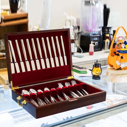 Wooden Silverware Chest without Silverware