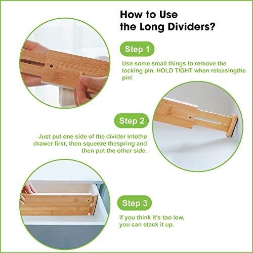 4 Pcs Expandable Bamboo Drawer Dividers (2 Count)