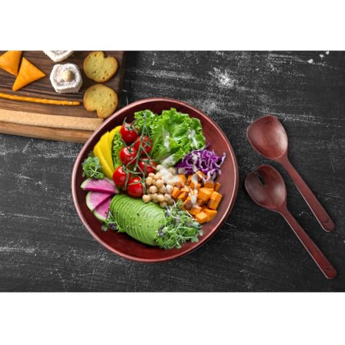 Large Wooden Salad Bowl Set with 2 Serving Utensils (3 Count)