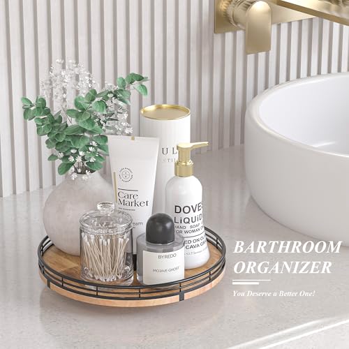 10 Inch Farmhouse Oak Lazy Susan Organizer for Cabinet