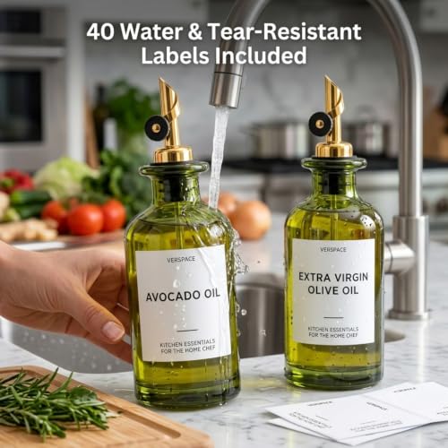Green Glass Olive Oil Dispenser Bottles For Kitchen (2 Count)