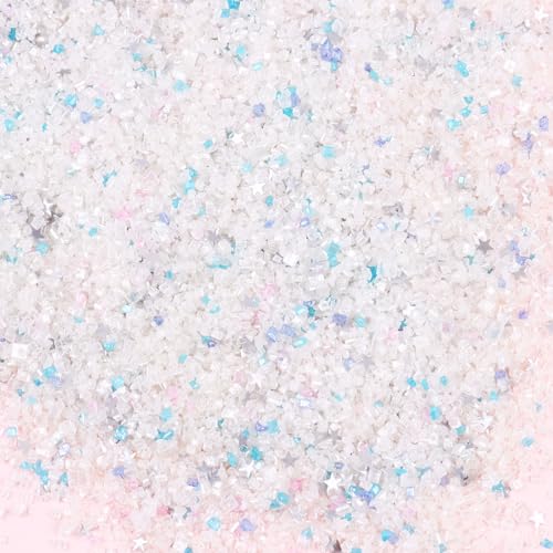 White Sanding Sugar Edible Silver Glitter Stars Mix (3.5 Ounce)