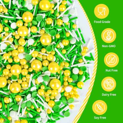 Edible Green Yellow White Sprinkles (4.6 Ounce)