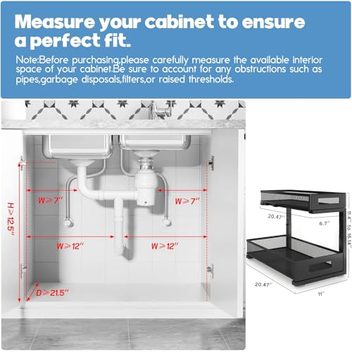 2 Pack 20.47IN Depth Under Sink Storage Organizer (2 Count)