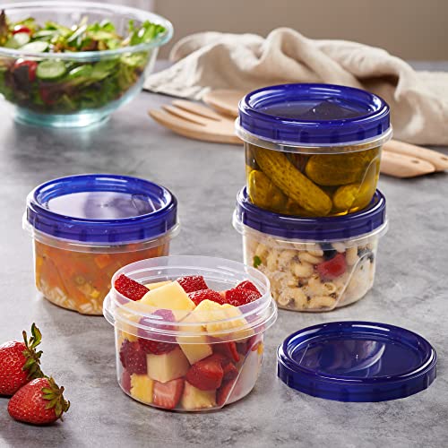 12 Pack Twist Cap Food Storage Containers with Blue Screw on Lid