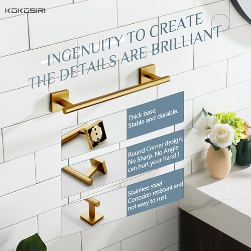 Hand Towel Bar Bathroom Towel Holder for Bath Kitchen Cabinet Towel Ring 12 Inch Brushed Gold Stainless Steel B4005BG