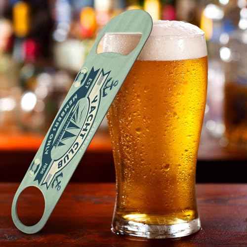 Yacht Club Sign Stainless Steel Bottle Opener Boat Ship Sailor Anchor Ocean Adventure Coast Sailboat Cruise Flat Beer Bottle Opener Keychain for Home Kitchen Bar Restaurant Party Birthday Gift