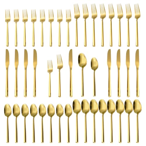 Gold Silverware with Hexagon Handle 45