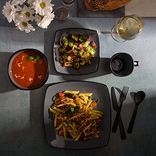 Soho Lounge Square Reactive Glaze Stoneware Dinnerware Set