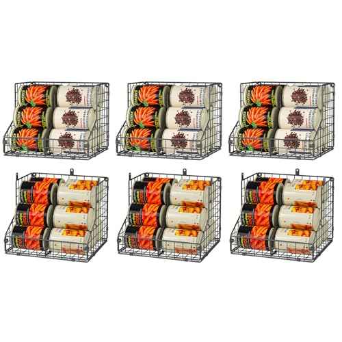 6 Pack Stackable Can Organizer for Pantry with Adjustable Dividers (6 Count)
