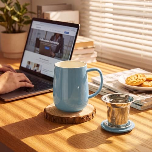 20 OZ Porcelain Tea Mug with Infuser and Lid