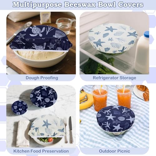5Pcs Reusable Beeswax Elastic Bowl Covers for Bread Proofing and Food Cover (5 Count)