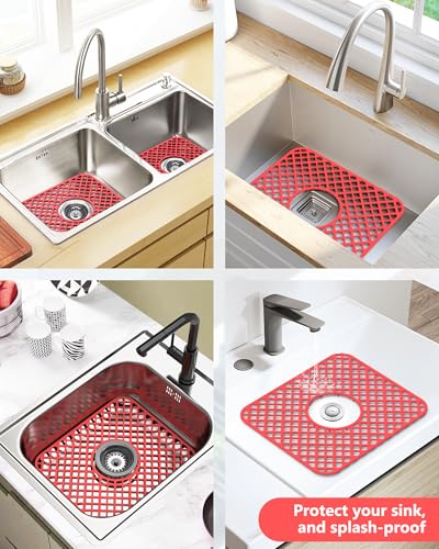 2 Pack Silicone Sink Mat Protector for Kitchen Sink