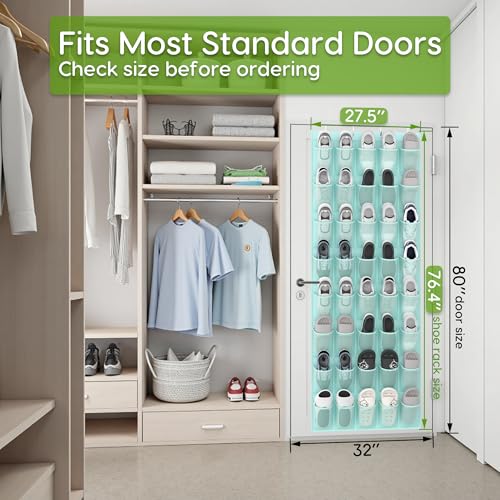 Over the Door Shoe Organizer with 40 Large Breathable Mesh Pockets