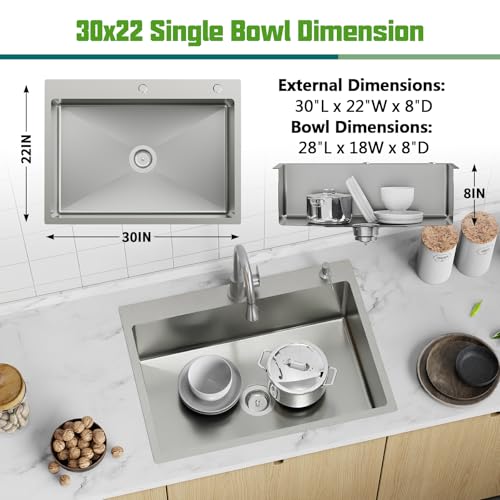 30x22In Drop In Kitchen Sink