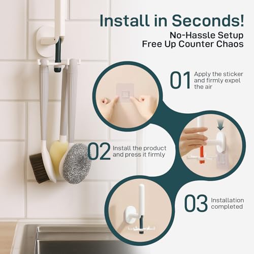 Dish Brush Set of 4 with Holder.Interchangeable Heads Kitchen Scrub Brush (4 Count)